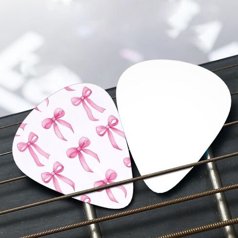 Pink Bows Guitar Picks Set 12 Picks Durable & Smooth For Electric, Acoustic, Bass, Ukulele in Saudi Arabia
