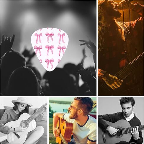 Pink Bows Guitar Picks Set 12 Picks Durable & Smooth For Electric, Acoustic, Bass, Ukulele in Saudi Arabia