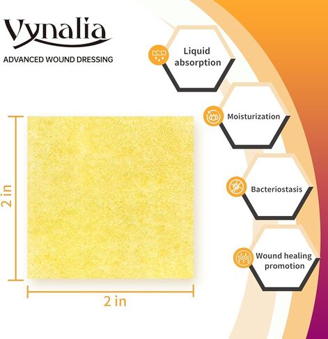 Honey Calcium Alginate Wound Dressing – 2"x2" 10 Packs – Medical Grade Manuka Honey, High Absorbency, Forms Gel & Non-Stick – for Chronic Wounds, Post-Surgery, Pressure Injuries, Burns, Cuts in Saudi Arabia