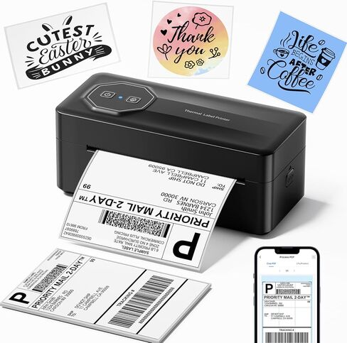 Bluetooth Thermal Shipping Label Printer, 4x6 Wireless Label Printer for Small Business and Package, Compatible with iPhone Android Windows Mac, Widely Used for Amazon Shopify USPS, Pure White in Kuwait