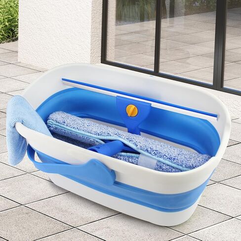 مجموعة تنظيف النوافذ مع دلو قابل للطي سعة 3 جالون، ممسحة نافذة 14 بوصة وأداة تنظيف 15 بوصة بمقبض طويل 61 بوصة، أداة تنظيف احترافية لتنظيف النوافذ للاستخدام المنزلي والمكتب الخارجي in Kuwait