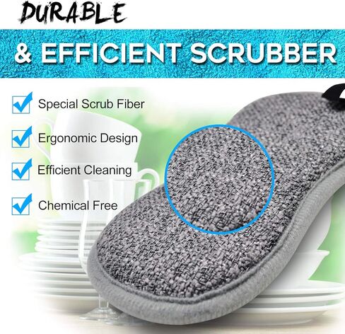 Dual Sided All-Purpose Sponges Kitchen,Dish Sponge for Washing Dishes Cleaning Kitchen,Non Scratch,Rough Scrubbers for Non-Stick Cookware, Soft Microfiber Scrub for Dishes(Bule,6Pack) in Saudi Arabia