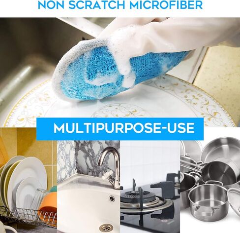 Dual Sided All-Purpose Sponges Kitchen,Dish Sponge for Washing Dishes Cleaning Kitchen,Non Scratch,Rough Scrubbers for Non-Stick Cookware, Soft Microfiber Scrub for Dishes(Bule,6Pack) in Saudi Arabia