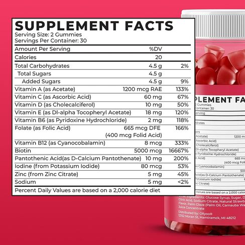 Adult Multivitamin Gummies for Men & Women, Vitamins A, C, D, E, B6, B12, Biotin, Folic Acid, Cherry & Strawberry Flavor, Supports Overall Health, 60 Count in Saudi Arabia