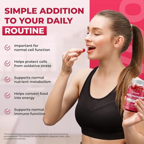 Adult Multivitamin Gummies for Men & Women, Vitamins A, C, D, E, B6, B12, Biotin, Folic Acid, Cherry & Strawberry Flavor, Supports Overall Health, 60 Count in Saudi Arabia