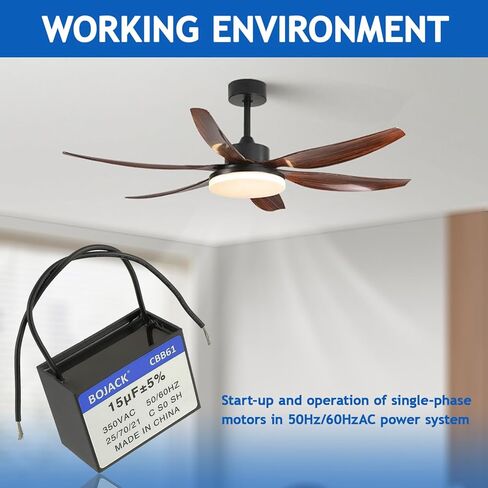 BOJACK CBB61 15uF 350V AC Ceiling Fan Starting Capacitor for Compatible with Harbor Breeze & New Tech 2 Wire (Pack of 2) in Saudi Arabia