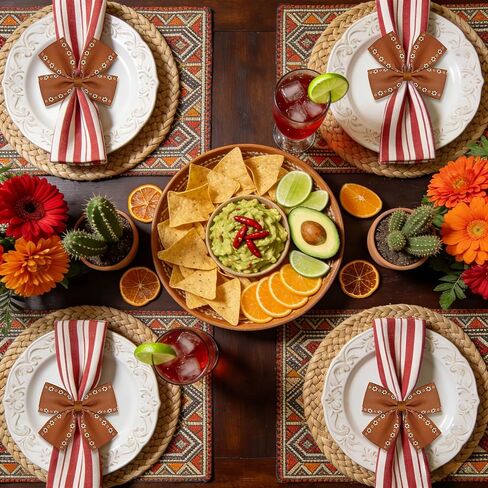 12 قطعة من حلقات المناديل دي بارو ميكسيكانوس الكاكي القوس حامل المناديل Cielito Lindo ديكور الحفلات لفييستا المكسيكي استحمام الطفل ديكور الزفاف in Kuwait