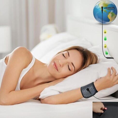 حزام معصم Amradield Grounding مقاس 12.2 بوصة، سوار معصم مضاد للكهرباء الساكنة، سلك تأريض بطول 15 قدمًا، سوار معصم تأريض متصل بالأرض، يحسن من طاقة النوم وتخفيف الألم وتأريض الالتهاب يزيد من الطاقة in Kuwait