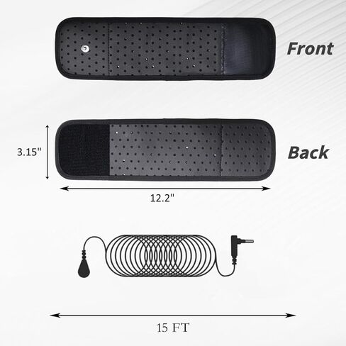 حزام معصم Amradield Grounding مقاس 12.2 بوصة، سوار معصم مضاد للكهرباء الساكنة، سلك تأريض بطول 15 قدمًا، سوار معصم تأريض متصل بالأرض، يحسن من طاقة النوم وتخفيف الألم وتأريض الالتهاب يزيد من الطاقة in Kuwait