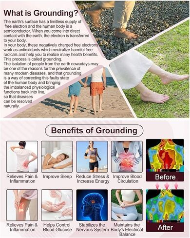 حزام معصم Amradield Grounding مقاس 12.2 بوصة، سوار معصم مضاد للكهرباء الساكنة، سلك تأريض بطول 15 قدمًا، سوار معصم تأريض متصل بالأرض، يحسن من طاقة النوم وتخفيف الألم وتأريض الالتهاب يزيد من الطاقة in Kuwait