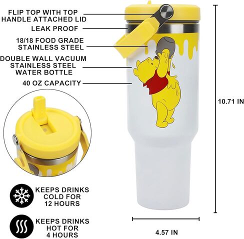 Bioworld Winnie The Pooh Honey Drip 40 Oz White Stainless Steel Water Bottle in Saudi Arabia