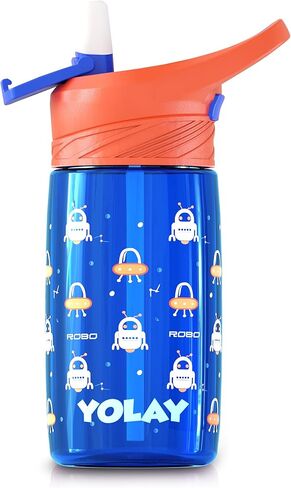 YOLAY 15oz Kids Water Bottle For School Boys and Girls, Durable Toddler Water Bottle with Straw Lid Leak-Proof, Spill Proof, Easy Clean and Dishwasher Safe with Re-Usable and BPA Free - Mermaid in Saudi Arabia