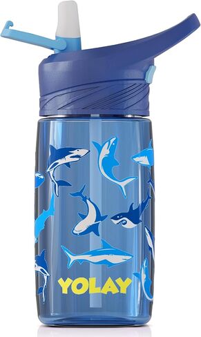 YOLAY 15oz Kids Water Bottle For School Boys and Girls, Durable Toddler Water Bottle with Straw Lid Leak-Proof, Spill Proof, Easy Clean and Dishwasher Safe with Re-Usable and BPA Free - Mermaid in Saudi Arabia