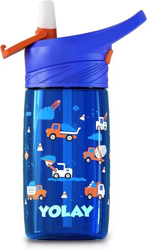 YOLAY 15oz Kids Water Bottle For School Boys and Girls, Durable Toddler Water Bottle with Straw Lid Leak-Proof, Spill Proof, Easy Clean and Dishwasher Safe with Re-Usable and BPA Free - Mermaid in Saudi Arabia
