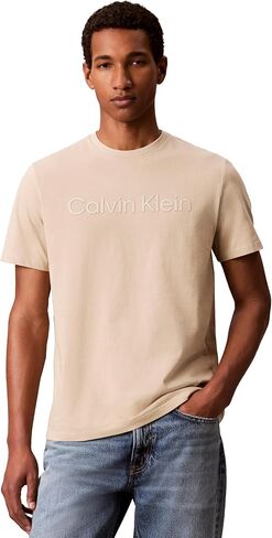 Calvin Klein Men's Relaxed Fit CK Logo Crewneck T-Shirt Brilliant White in Saudi Arabia
