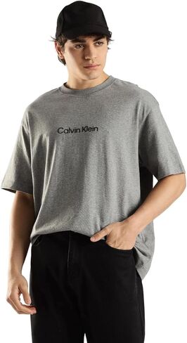 Calvin Klein للرجال المريح Fit Ck شعار Crewneck تي شيرت أبيض رائع in Kuwait