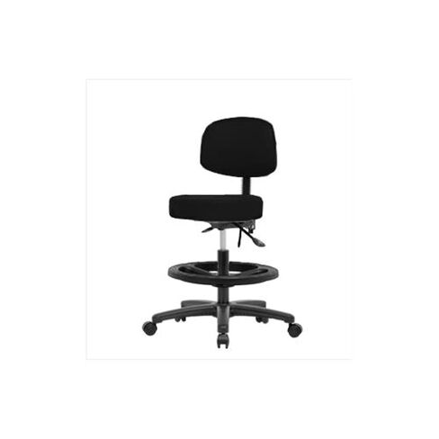 Thomas VMBST-RG-T1-BF-RC-c8540 مقعد متوسط ​​الارتفاع مع قاعدة من النايلون الخلفي والأسود، مع إمالة، حلقة قدم سوداء، عجلة، فينيل، أسود in Kuwait