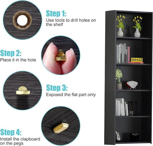 40Pcs 5mm Gold Shelf Pins, Cabinet Shelf Support Pegs, Spoon Shaped Metal Shelf Holders for Kitchen Cabinets, Bookshelves and Furniture, Hardware Kit in Saudi Arabia