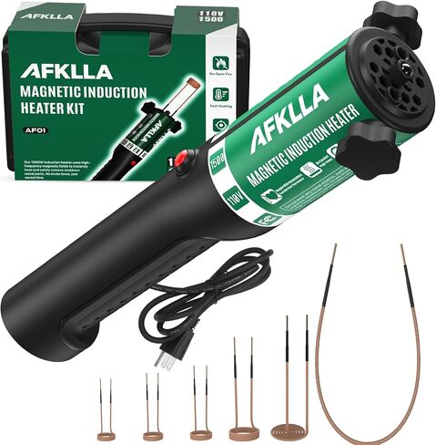 إزالة مسمار السخان التعريفي، أداة الحث الحراري المغناطيسي 1500 وات 110 فولت مع 12 ملفًا، طقم تسخين البراغي للمسمار الصدئ والمكسرات وإزالة المحامل - صندوق الأدوات متضمن، أخضر in Kuwait