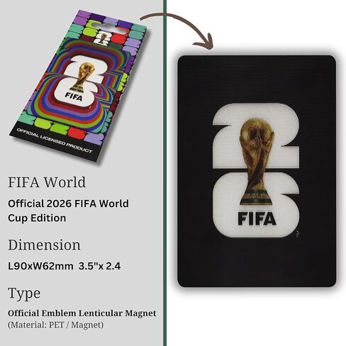 الإصدار الرسمي لكأس العالم FIFA 2026 - مغناطيس عدسي مقاس 3.5 × 2.5 بوصة - عنصر جامعي خالد - مغناطيس قوي وجودة ممتازة - مصمم ليدوم طويلاً؛ مثالية للثلاجات أو أي سطح مغناطيسي in Kuwait