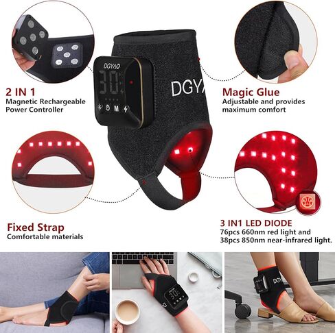 Red Light Therapy Wrap for Hands Wrist, Infrared Light Therapy for Ankle, 4000mAh Battery Portable Adjustable Cordless Red Light Pad for Hand Joint Muscle Comfort, 660nm & 850nm in Kuwait