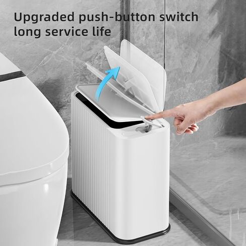 SUBEKYU Bathroom Trash Can with lid,4.2 Gal Small Kitchen Garbage Can,Plastic Office Waste Bin,Slim Wastebasket for Narrow Space,White in Saudi Arabia