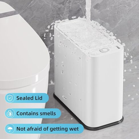 SUBEKYU Bathroom Trash Can with lid,4.2 Gal Small Kitchen Garbage Can,Plastic Office Waste Bin,Slim Wastebasket for Narrow Space,White in Saudi Arabia