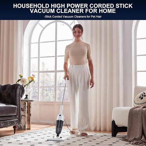 FUNCCUBE Vacuum Cleaners for Home - Corded Stick Vacuum Cleaner, High Power Suction Vac for Pet Hair Carpet Hardwood Floor, Household Hand Lightweight Handheld Portable Car Vac,MC White in Saudi Arabia