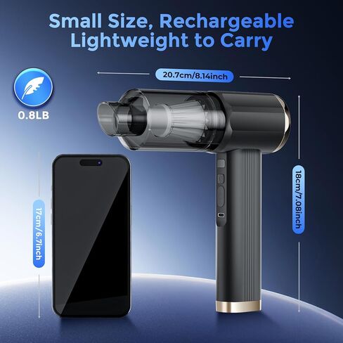 Smart Handheld Vacuum Cleaner, Black, 24000Pa Suction Power, 50 min Run time, 5-in-1 Multifunction Design, Dual Sensor chip, brushless Motor in Saudi Arabia