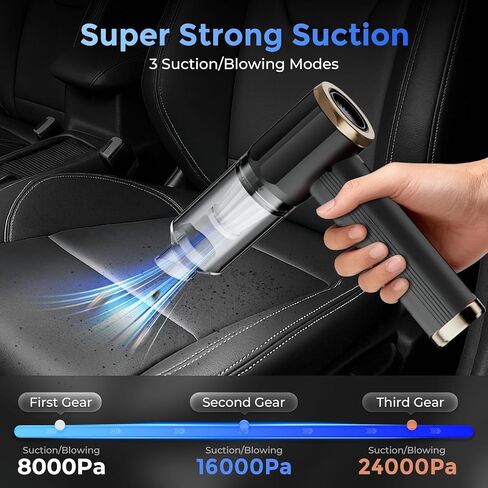 Smart Handheld Vacuum Cleaner, Black, 24000Pa Suction Power, 50 min Run time, 5-in-1 Multifunction Design, Dual Sensor chip, brushless Motor in Saudi Arabia