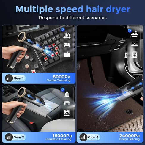 Smart Handheld Vacuum Cleaner, Black, 24000Pa Suction Power, 50 min Run time, 5-in-1 Multifunction Design, Dual Sensor chip, brushless Motor in Saudi Arabia