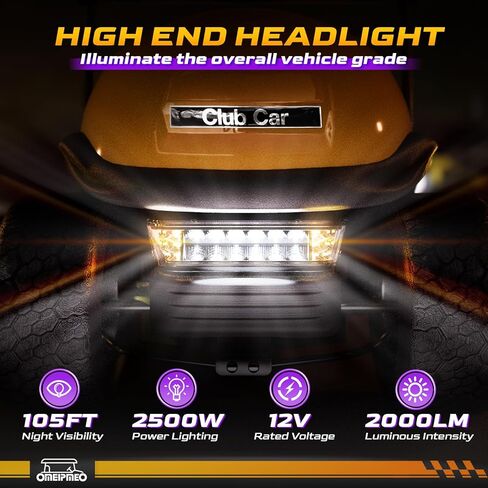 Club Car Precedent LED Headlight with Bumper, 12V Golf Cart Headlight Kit for Club Car Precedent 2004-UP Electric Golf Carts, DOT Approved Street Legal Club Car Headlight, OEM# 102524801, 10252480-1 in Saudi Arabia