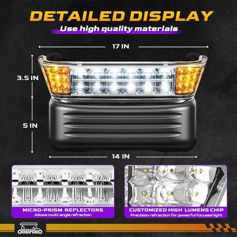 Club Car Precedent LED Headlight with Bumper, 12V Golf Cart Headlight Kit for Club Car Precedent 2004-UP Electric Golf Carts, DOT Approved Street Legal Club Car Headlight, OEM# 102524801, 10252480-1 in Saudi Arabia