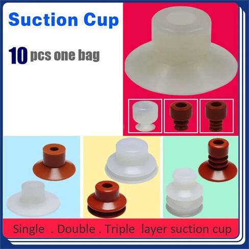 50Pcs Industrial Strength Silicone Vacuum Chuck Pneumatic Suction Cups MP BT Nozzle Large Head Red & White Triple Layer(MP-S08,Red Color) in Saudi Arabia