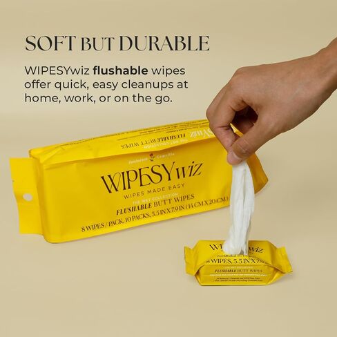 80 Count Pocket Size Adult Hygiene Wipes | Flushable | 10 Individual Packs of 8 | Scented with Camellia, Chamomile, & Aloe | Discreet Hotel Quality Wipes in Kuwait