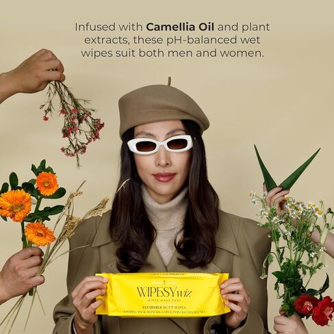 80 Count Pocket Size Adult Hygiene Wipes | Flushable | 10 Individual Packs of 8 | Scented with Camellia, Chamomile, & Aloe | Discreet Hotel Quality Wipes in Kuwait