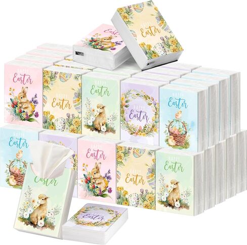 Outus 50 Pack Easter Basket Stuffers, 3-Ply Mini Travel Facial Tissues, Bunny Design for Adults Teens Easter Party Favors Basket Goodie Bags Fillers Gifts Classroom Office Exchange Gifts in Saudi Arabia