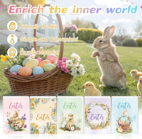 Outus 50 Pack Easter Basket Stuffers, 3-Ply Mini Travel Facial Tissues, Bunny Design for Adults Teens Easter Party Favors Basket Goodie Bags Fillers Gifts Classroom Office Exchange Gifts in Saudi Arabia