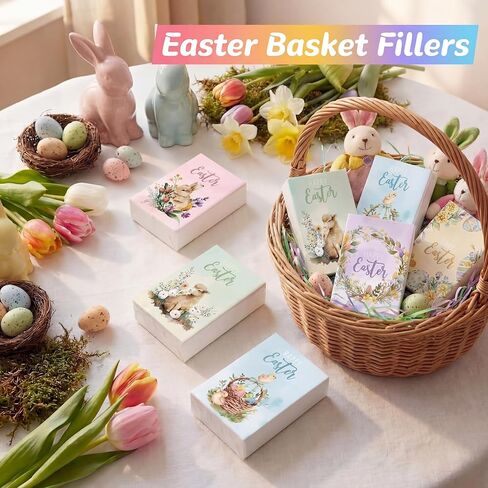 Outus 50 Pack Easter Basket Stuffers, 3-Ply Mini Travel Facial Tissues, Bunny Design for Adults Teens Easter Party Favors Basket Goodie Bags Fillers Gifts Classroom Office Exchange Gifts in Saudi Arabia