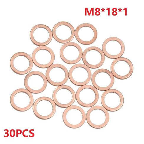 M8 Flat Washer Copper Sealing Ring, 8mm ID 18mm OD 1mm Thickness Metric Sealing Gasket, 30 Pieces in Saudi Arabia