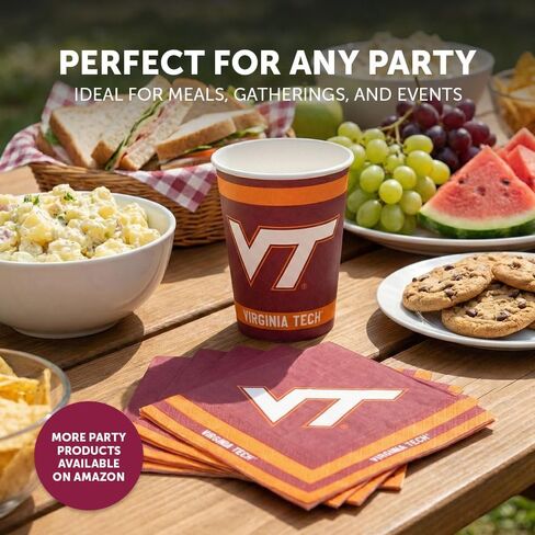 أكواب ورقية من Desert Cactus Virginia Tech VT Hokies عدد 20 أكواب مشروبات باردة سعة 9 أونصة للبوابات الخلفية والتخرج والمناسبات (التصميم أ) in Saudi Arabia