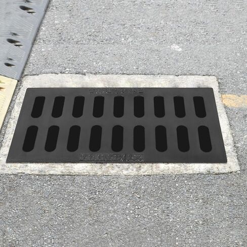 قطعتان من شبكة تصريف من الحديد الزهر مقاس 20 * 10 * 1.2 بوصة، شبكة متينة شديدة التحمل في الهواء الطلق، شبكة تصريف معدنية سوداء مستطيلة الشكل للممر، الفناء، الحديقة، المرآب in Kuwait