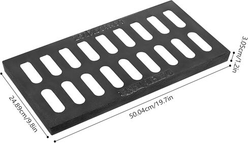 قطعتان من شبكة تصريف من الحديد الزهر مقاس 20 * 10 * 1.2 بوصة، شبكة متينة شديدة التحمل في الهواء الطلق، شبكة تصريف معدنية سوداء مستطيلة الشكل للممر، الفناء، الحديقة، المرآب in Kuwait