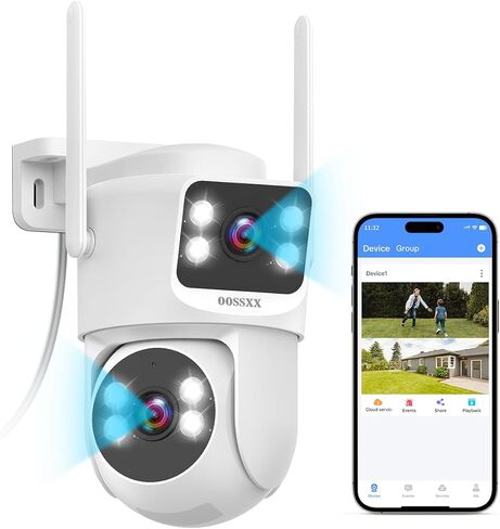 OOSSXX (2-Way Audio & Auto Tracking) Dual Lens PTZ Outdoor Extend Security Camera, 2.5K Wireless Cameras 2.4G/5G WiFi for Home Security System, Color Night Version, Motion Detection in Saudi Arabia