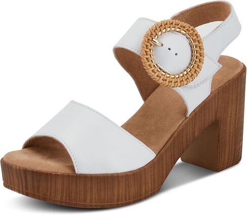 Spring Step Women's Gamona Ankle-Strap Heeled Sandal with Decorative Buckle - Cork Chunky High Heel in Saudi Arabia