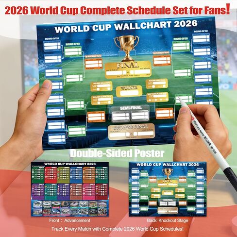 تتضمن مجموعة مشجعي كرة القدم ميرش كأس العالم 2026 10 قطع من أدوات دعم الدولة مع عصابة رأس العلم، وعصي الرعد، والعلم، وسوار المعصم، وحقيبة الرباط، وملصق جدول المسح الجاف وقلم in Saudi Arabia