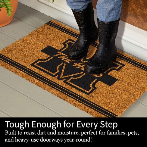 NCAA Marshall University Coir Door Mat، مدخل داخلي وخارجي، 28 × 16 بوصة غير قابلة للانزلاق الحصير الخلفي للترحيب بمخالب الكلاب الموحلة، ديكور منزلي لمدخل الباب الأمامي المقاوم للطقس in Saudi Arabia