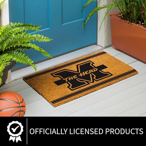 NCAA Marshall University Coir Door Mat، مدخل داخلي وخارجي، 28 × 16 بوصة غير قابلة للانزلاق الحصير الخلفي للترحيب بمخالب الكلاب الموحلة، ديكور منزلي لمدخل الباب الأمامي المقاوم للطقس in Saudi Arabia