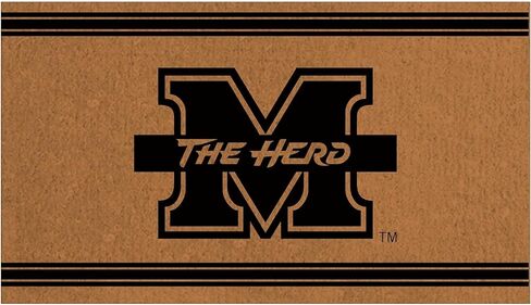 NCAA Marshall University Coir Door Mat، مدخل داخلي وخارجي، 28 × 16 بوصة غير قابلة للانزلاق الحصير الخلفي للترحيب بمخالب الكلاب الموحلة، ديكور منزلي لمدخل الباب الأمامي المقاوم للطقس in Saudi Arabia