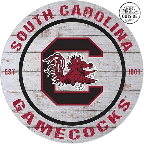KH Sports Fan South Carolina Gamecocks Indoor Outdoor Weathered Circle Sign, 20x20 Inches, Display Your Team Spirit with This Unique South Carolina Gamecocks Wall Art in Saudi Arabia